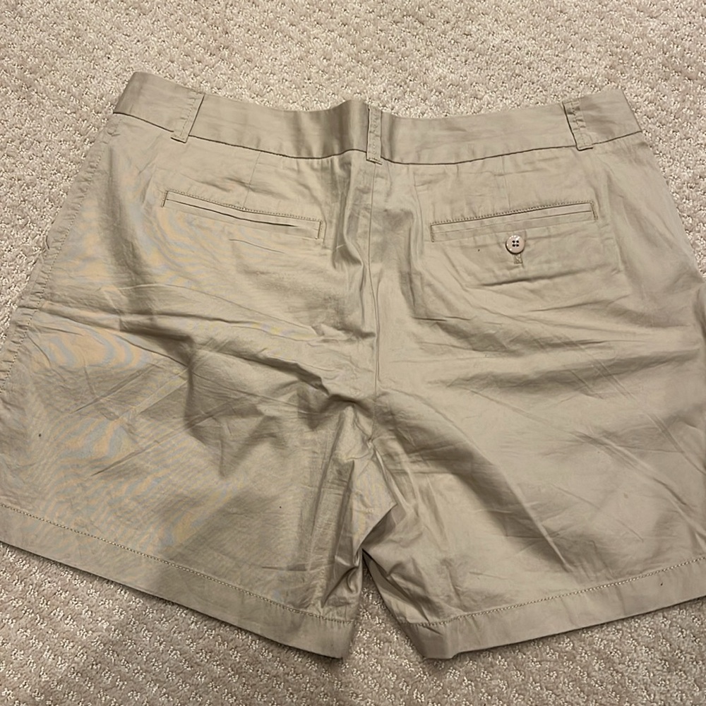 2 pairs J. Crew Chino shorts, 1 tan/1 blue, sz.14, tan - worn 1x, blue - worn 0x - Picture 3 of 7